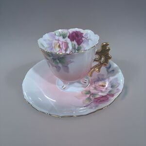 TOKIRO DEMITASSE BONE CHINA CUP & SAUCER OCC JAPAN FLORAL GRANNYCORE COTTAGECORE